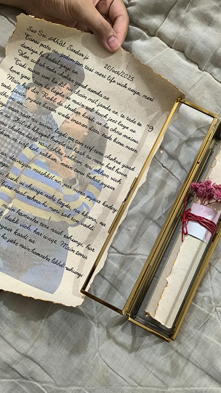 Vintage Letter with Glass Box