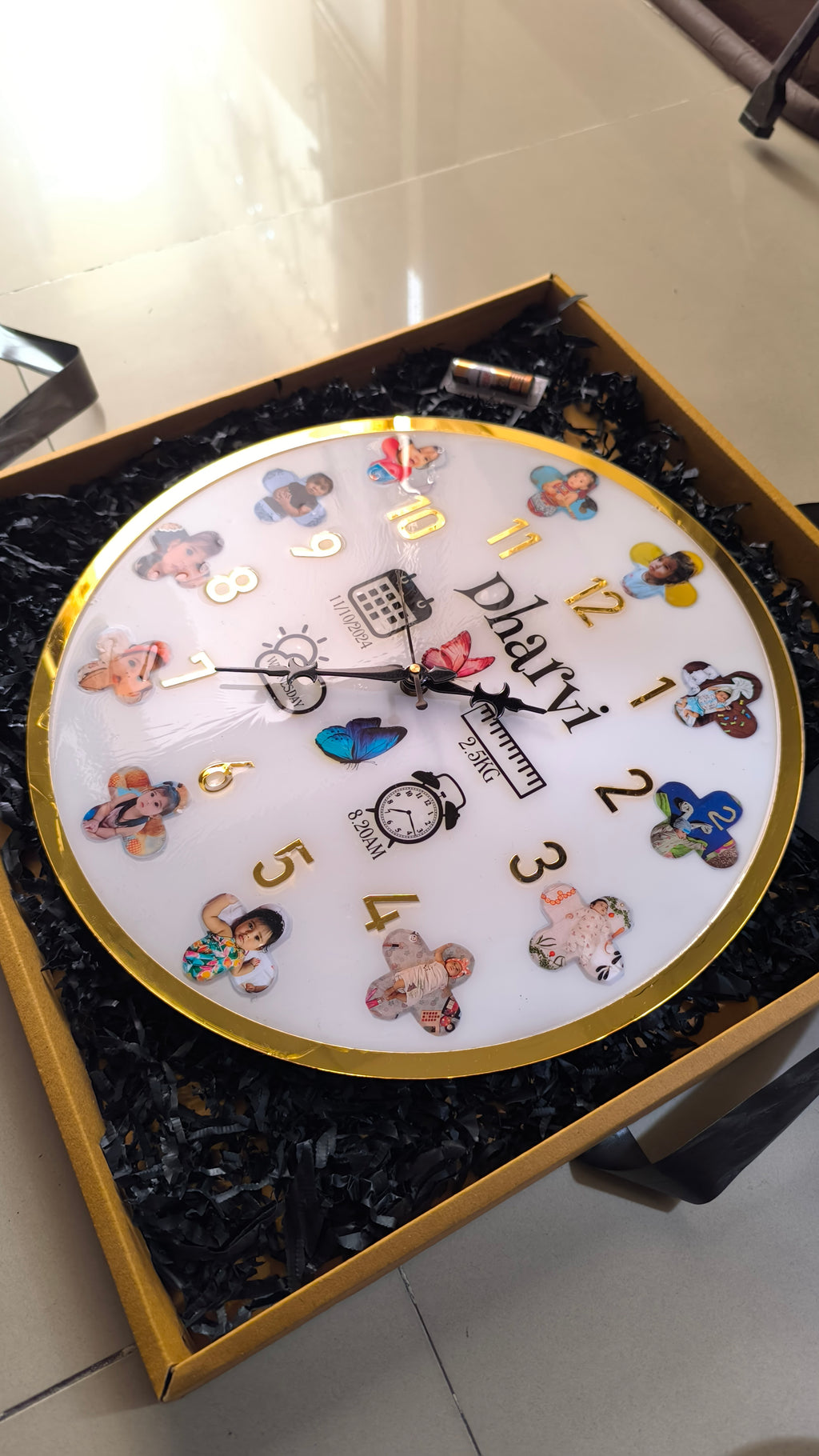 Resin Clock - Personalized Wall Clock with 12 Photos