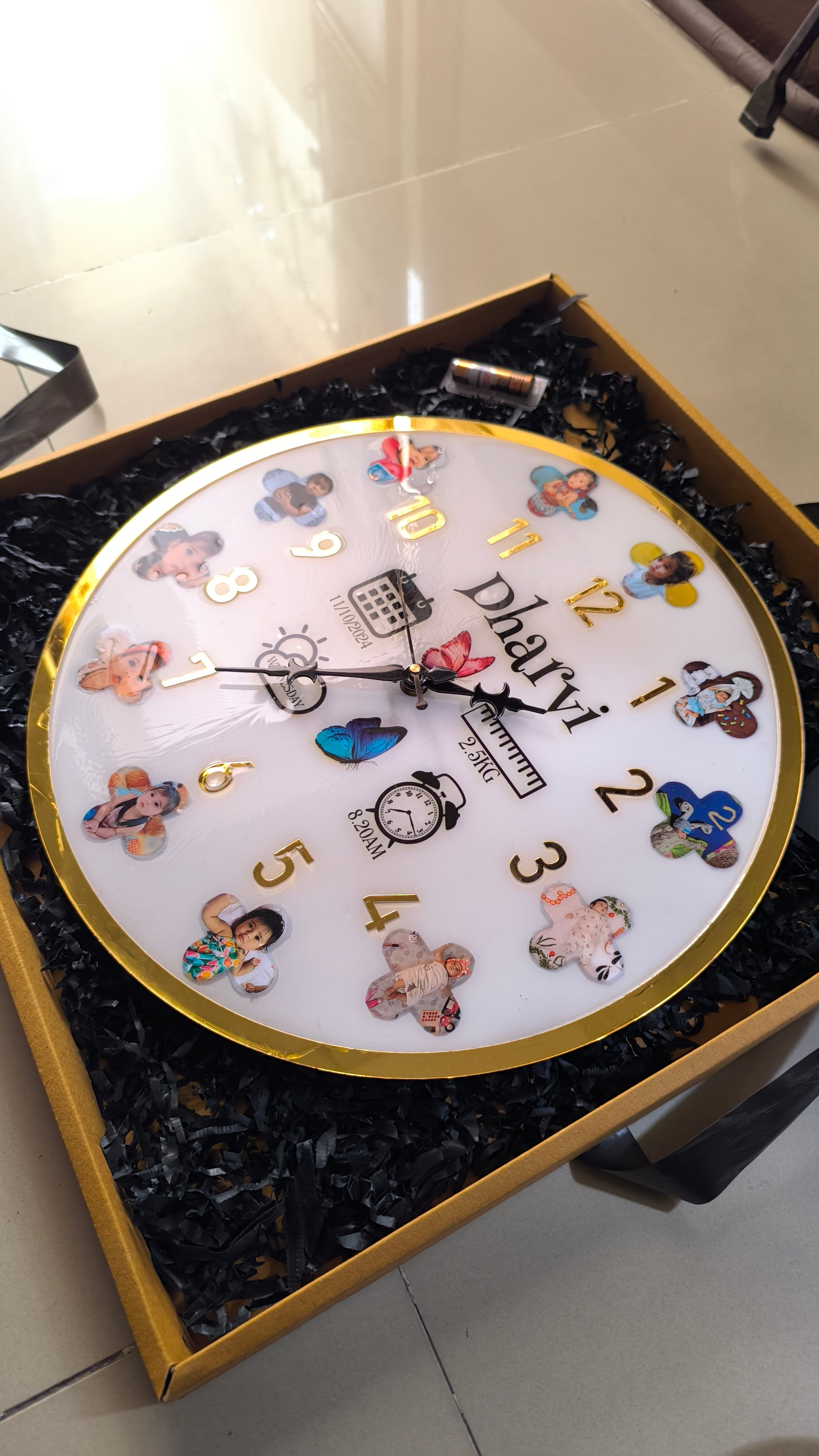 Resin Clock - Personalized Wall Clock with 12 Photos