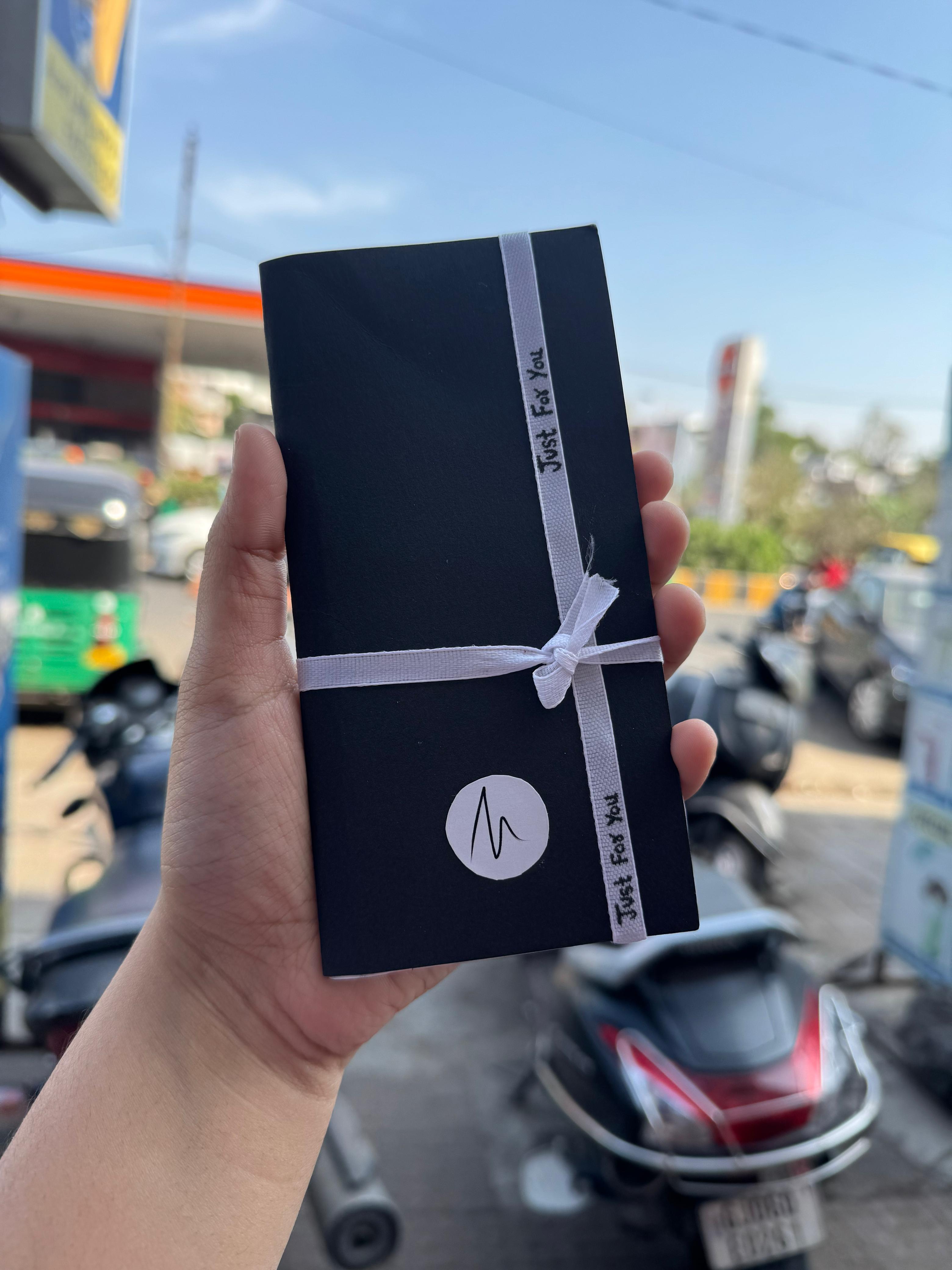 Noir Memory Card - 4 Fold Aesthetic Black Card with Photos and Messages