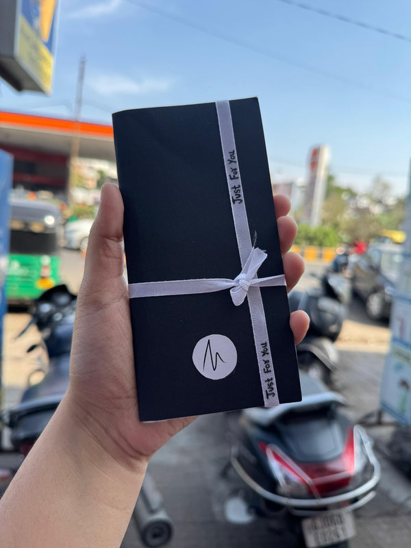 Noir Memory Card - 4 Fold Aesthetic Black Card with Photos and Messages