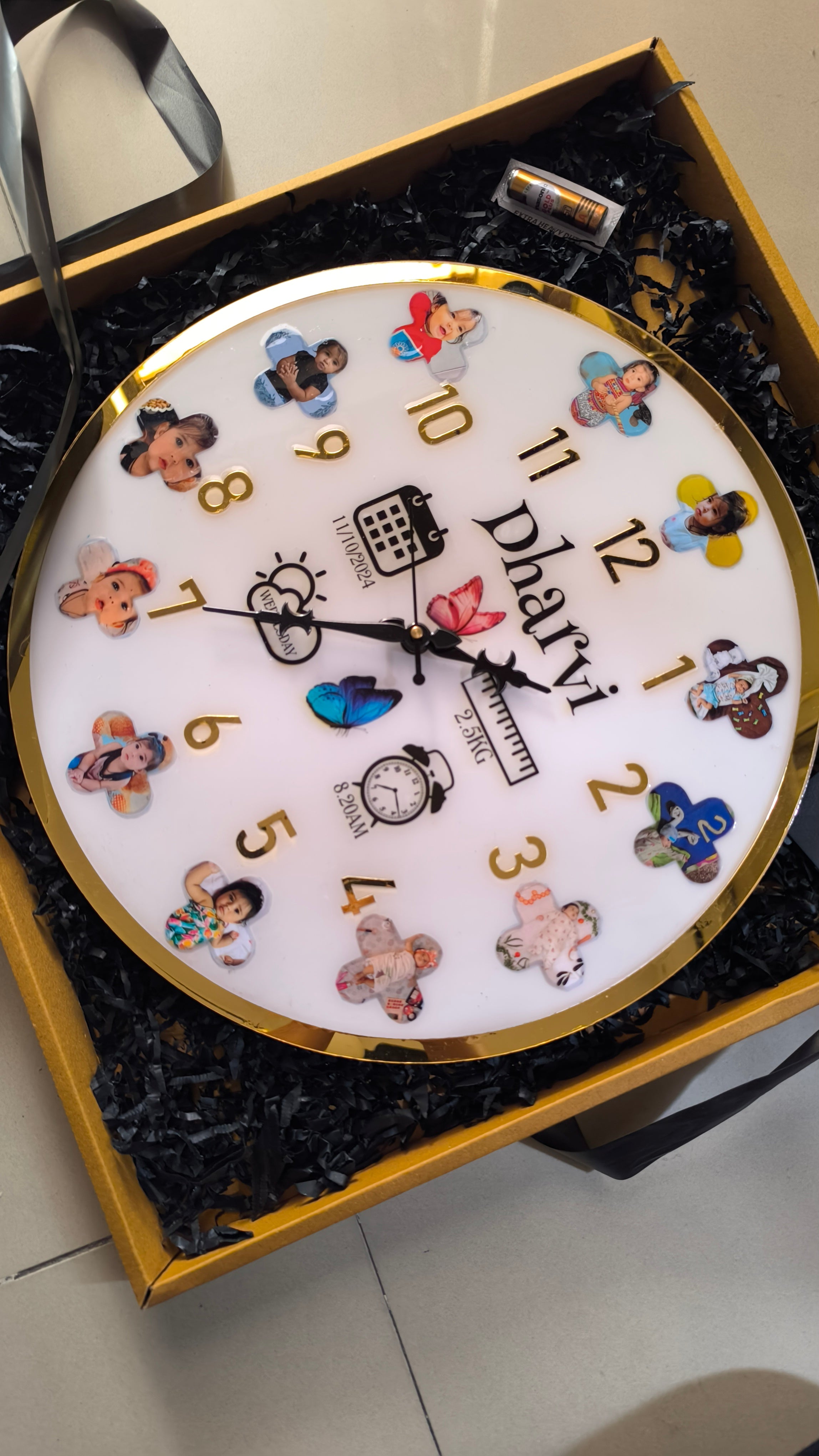 Resin Clock - Personalized Wall Clock with 12 Photos