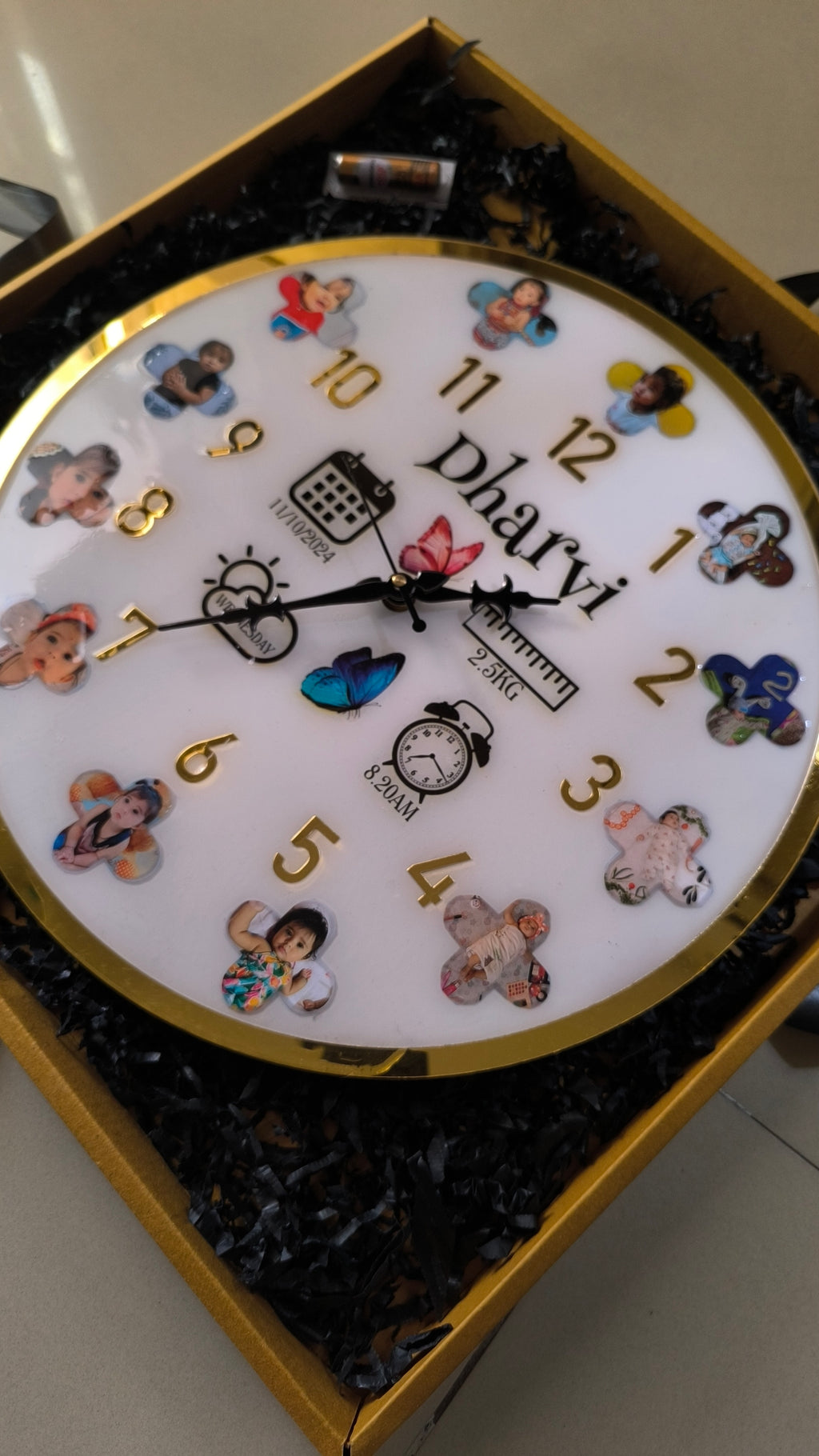 Resin Clock - Personalized Wall Clock with 12 Photos