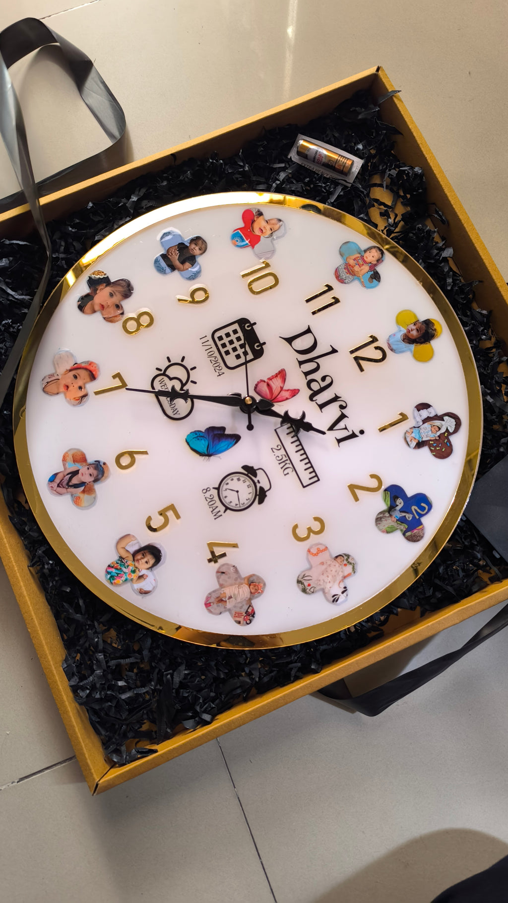 Resin Clock - Personalized Wall Clock with 12 Photos